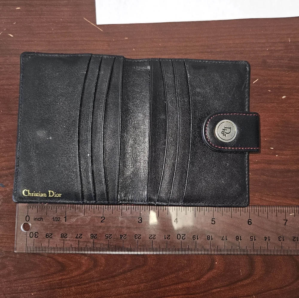 Christian Dior Black and Red Quilted Wallet